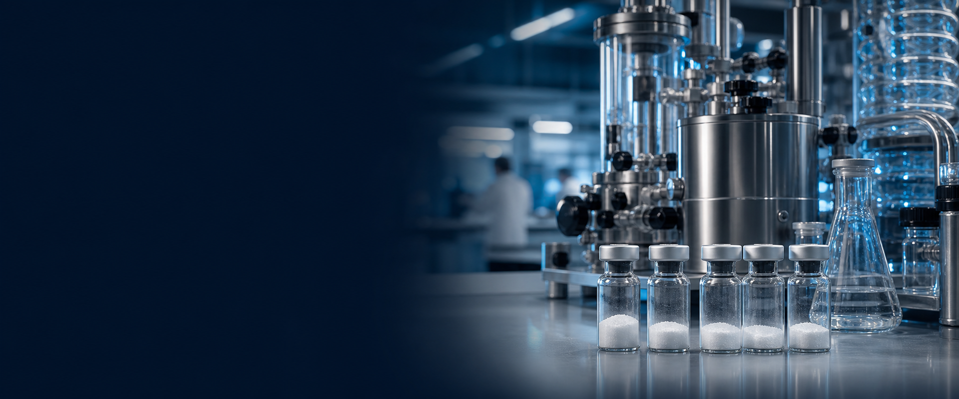 Peptide manufacturing laboratory and research vials